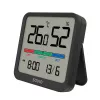 Savio CT-01/B sensor inalámbrico de temperatura y humedad para interior, LCD, reloj, fecha, soporte magnético, negro