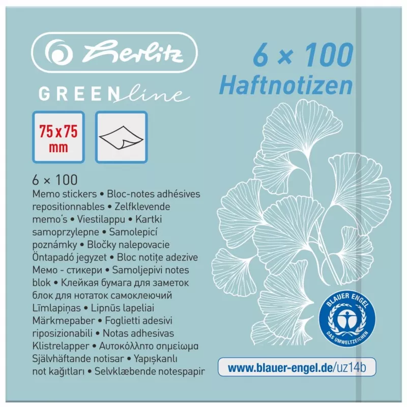 Papel para notas rectangular Herlitz 50033430 Azul Verde Amarillo