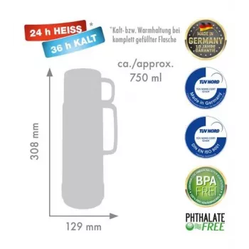 ROTPUNKT termo de cristal, 0,75 L, polar-el-summer squash (blanco-amarillo)
