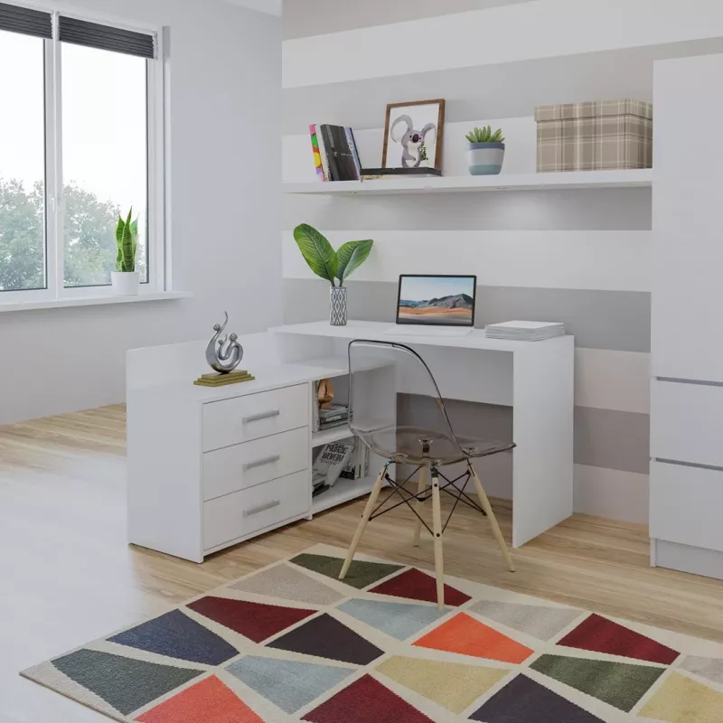 Escritorio de ordenador en esquina Topeshop DANY BIEL KPL blanco rectangular aglomerado