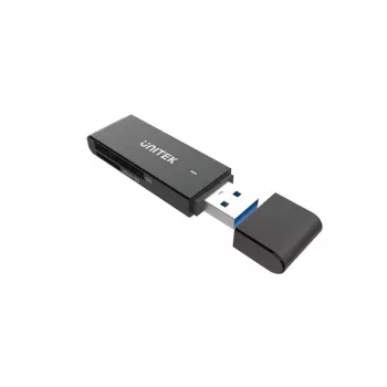 Lector de tarjetas Unitek Y-9327A USB 3.2 Gen 1 Type-A — MicroSD/SD, 2 ranuras, 5000 Mbit/s, negro
