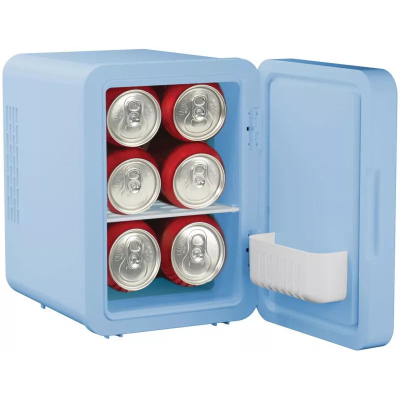 Mini nevera con espejo de maquillaje LED Elle 4 L azul — nevera personal para cosméticos