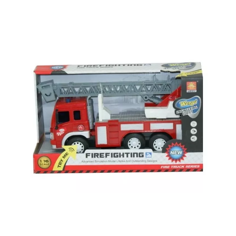 Madej camión de bomberos de juguete con sonido y luz modelo 071925 — vehículo de juguete mecánico