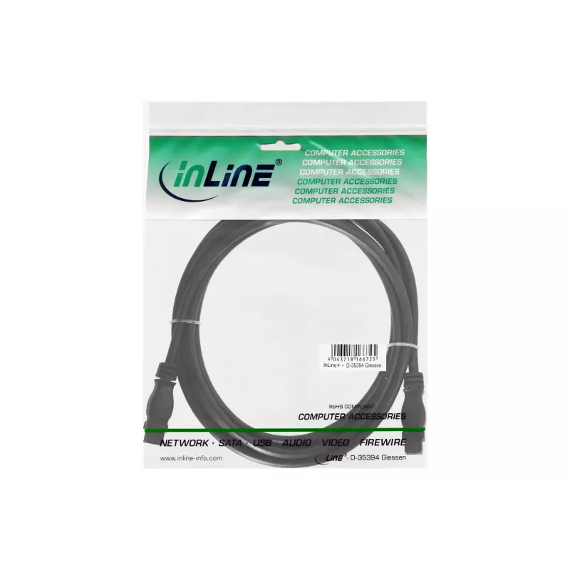 Cable FireWire 800 InLine 39902 1,8 m conector/conector negro