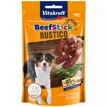 Vitakraft Beef Stick Rustico 55 g – snack masticable con sabor a ternera, proteína 30 %, grasa 25 %