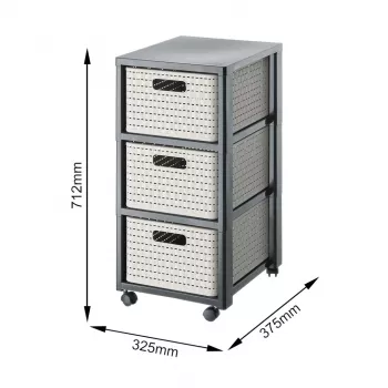 Unidad de almacenamiento Rotho Country 3 cajones Cappuccino/Antracita, Tecnopolímero, 712×325×375 mm