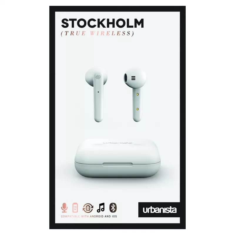 Auriculares URBANISTA Stockholm — inalámbricos Bluetooth in-ear para llamadas y música, 10 m de alcance, blanco
