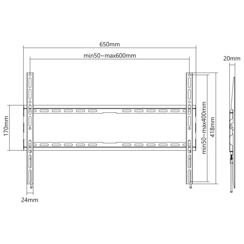 Soporte de pared SBOX PLB-2264F-2 37–80 cm, capacidad de carga 45 kg, VESA 600x400