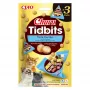 Snack de comida húmeda para gatos INABA Cat Churu Tidbits receta de atún — 3 sobres x 12 g