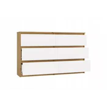 Cómoda 6 cajones 120 cm Top E Shop Malwa — Artisan Oak / blanco, aglomerado