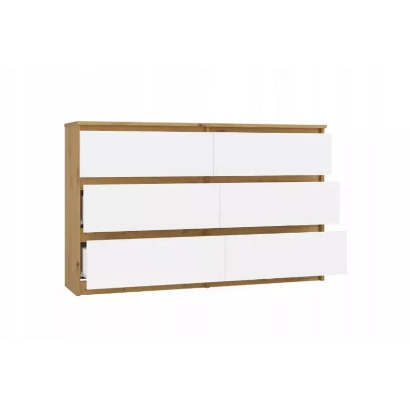 Cómoda 6 cajones 120 cm Top E Shop Malwa — Artisan Oak / blanco, aglomerado