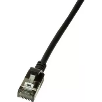 LogiLink CQ9033S Cable de red RJ45, cable de red CAT 6a U/FTP 1,00 m negro, extremadamente fino, ignífugo
