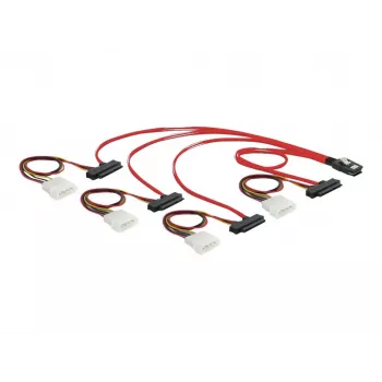 DeLOCK - Cable SAS interno (Serial Attached SCSI) - 4-Lane - 36 pines 4i Mini MultiLane - Alimentación interna, 4 pines, SAS interno, 29 pines (SFF-8482) - 50 cm (83059)
