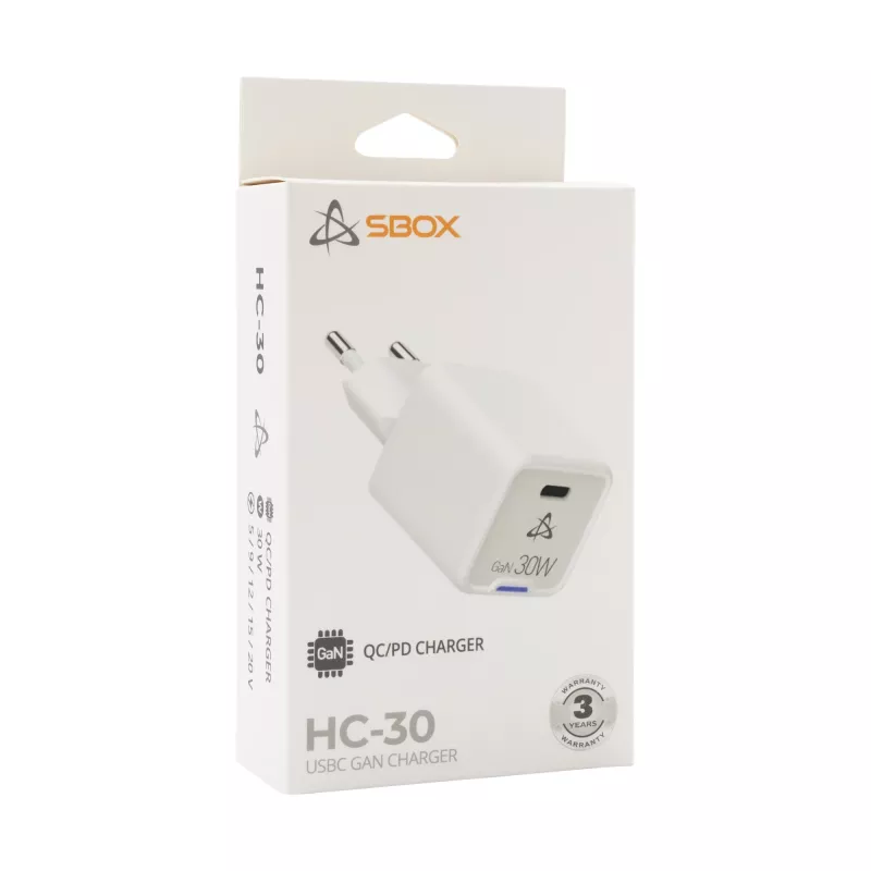 Cargador de pared SBOX Home Charger HC-30 30W GaN USB Type-C de carga rápida