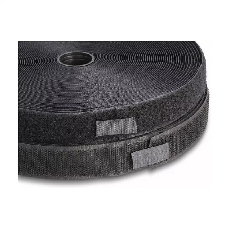 Cinta de velcro resistente DeLOCK 25 m x 25 mm negra