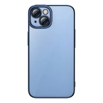 Set de funda protectora y cristal templado Baseus para iPhone 14 Plus – Glitter transparente azul