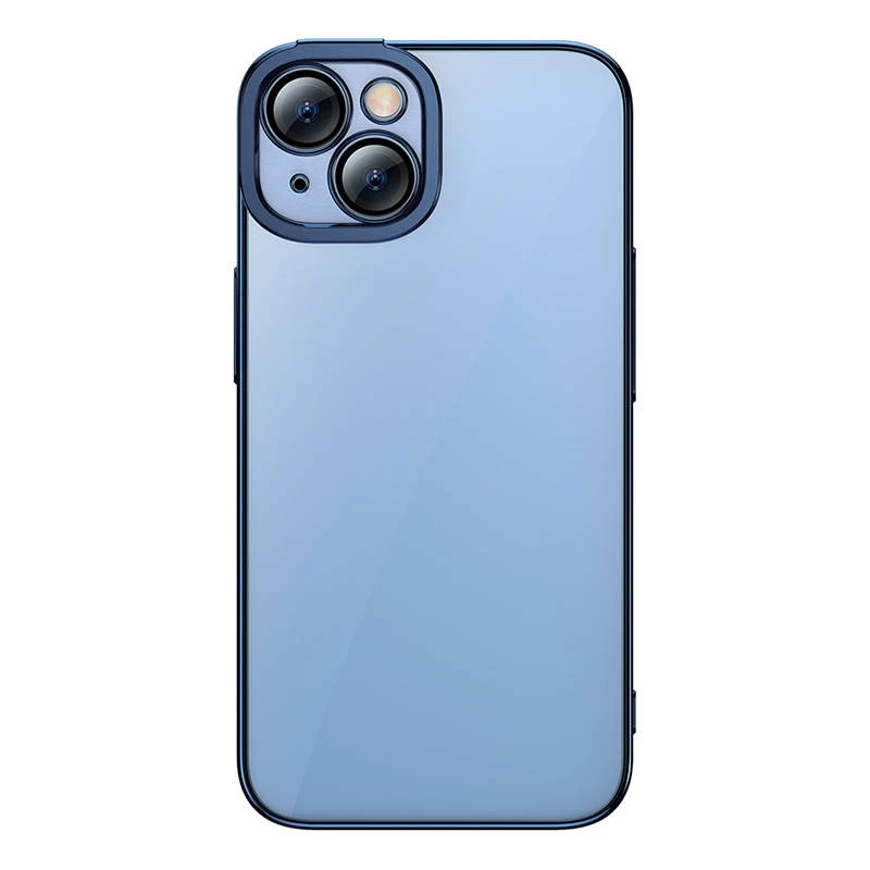 Set de funda protectora y cristal templado Baseus para iPhone 14 Plus – Glitter transparente azul