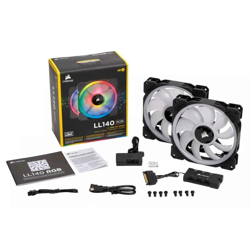 Ventilador de carcasa CORSAIR LL140 RGB 140mm ARGB pack de 2