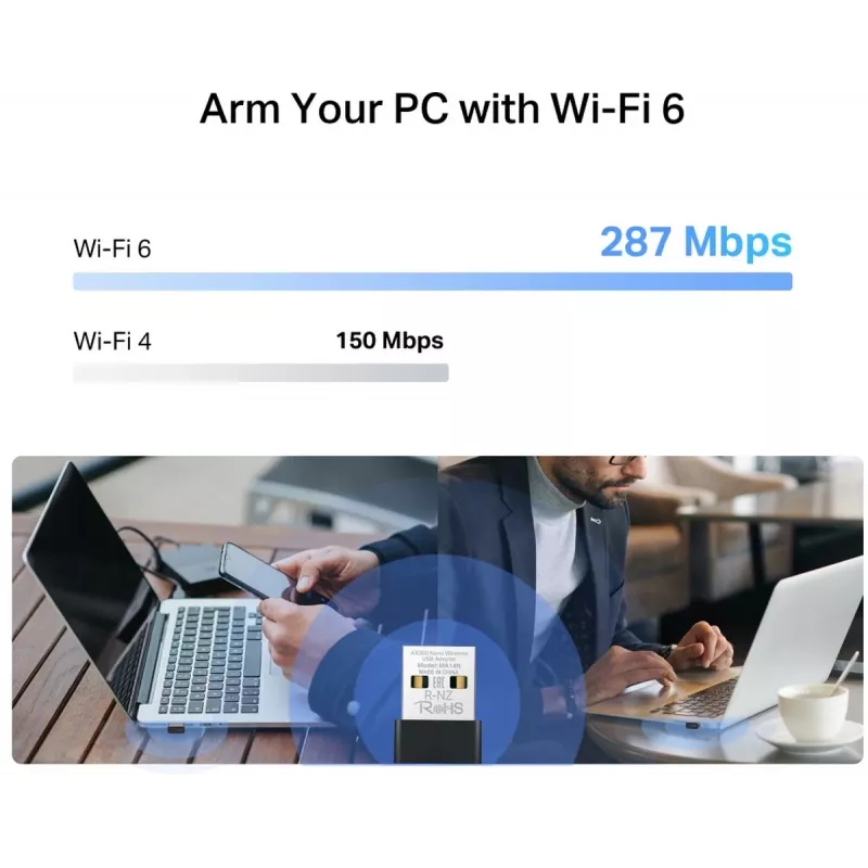 Mercusys MA14N AX3000 Nano adaptador USB Wi-Fi, hasta 287 Mbps