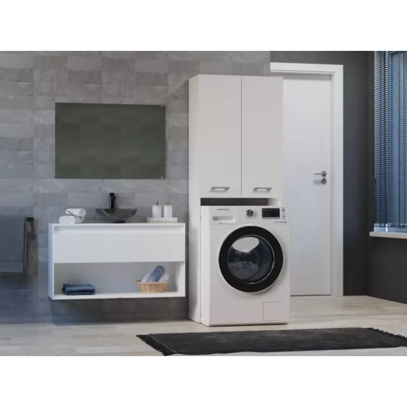 Armario de baño Top e Shop POLA DD BIEL – de pared, marco blanco, 4 estantes