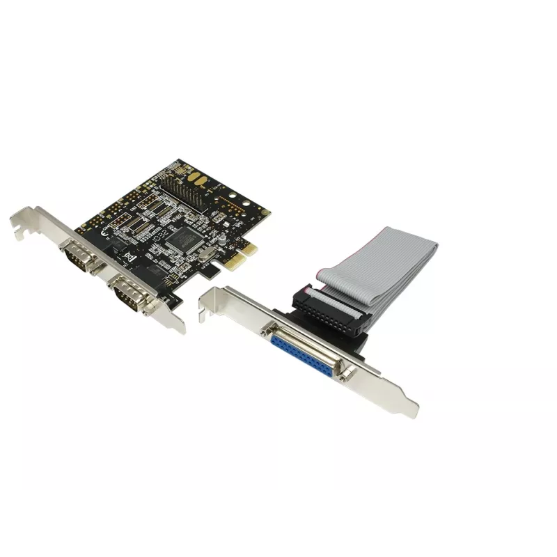 Tarjeta de interfaz PCIe interna LOGILINK PC0033 con salidas serie y paralelo, chipset NetMOS