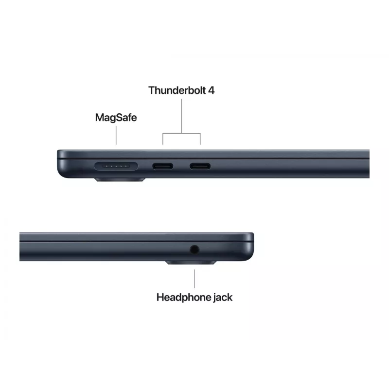 Apple MacBook Air 13 (2025), 24 GB, 512 GB, M4 (10-CPU/10-GPU), Midnight, fuente de alimentación dual USB-C de 35W, alemán, MC6C4D/A