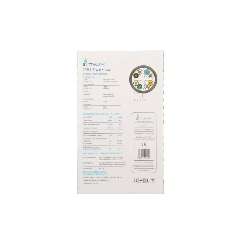 Cable de par trenzado Extralink CAT6 UTP V2 Indoor 305M