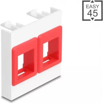 Módulo DELOCK Easy 45 2 soportes Keystone 45x45 mm blanco/rojo