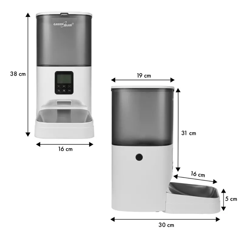 GreenBlue GB393 comedero automático para mascotas, 6 L, USB 5V/1A, blanco