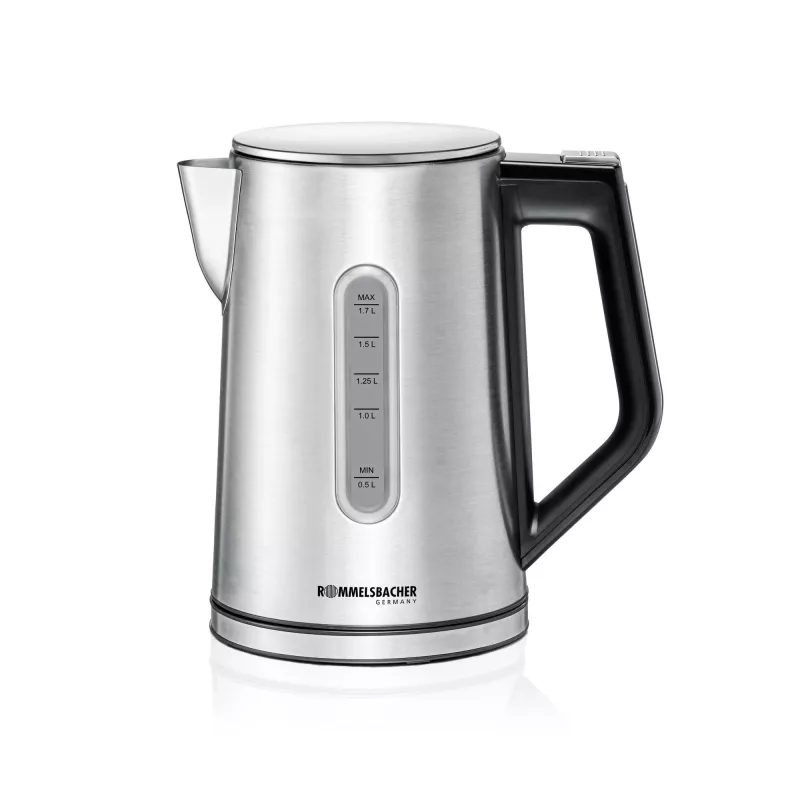 Hervidor eléctrico Rommelsbacher WK 3000 — 1,7 L, 3000 W, acero inoxidable y negro