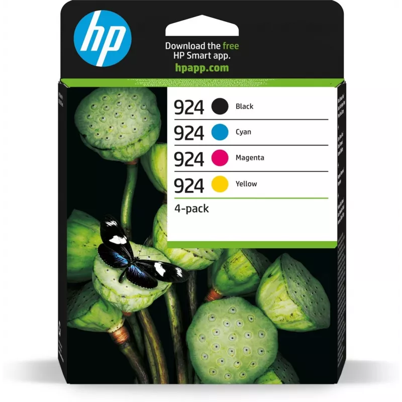 Cartucho de tinta HP 924 CMYK Original pack de 4, Negro, Cian, Magenta, Amarillo, 4 uds., 500 páginas, 400 páginas