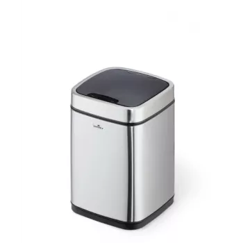 Papelera Durable NO TOUCH 6L rectangular acero inoxidable plateado negro