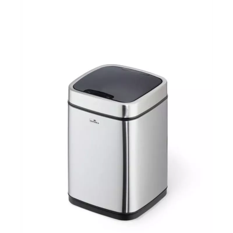 Papelera Durable NO TOUCH 6L rectangular acero inoxidable plateado negro