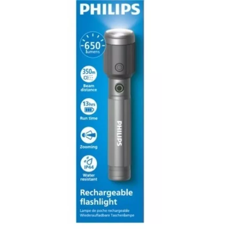 Linterna Philips recargable USB-C 650 lm, 2000 mAh