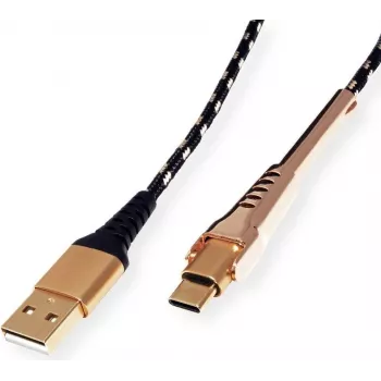 ROLINE 11.02.8920 Cable USB 1 m USB 2.0 USB A USB C Negro - Oro (11.02.8920)