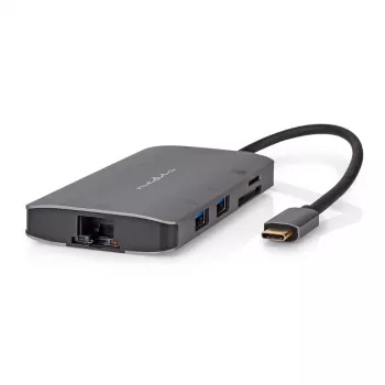 Adaptador multipuerto USB Nedis USB 3.2 Gen1 7 en 1 - conector macho USB-C™, salida HDMI™, Micro SD, conector hembra RJ45, SD, conector hembra USB-C™, 3x conector hembra USB-A, 5 Gbps (CCBW64240AT02)