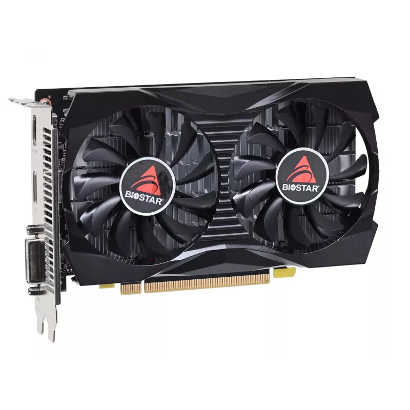 Tarjeta gráfica BIOSTAR GeForce GTX 1050 VN1055XF41, 4 GB GDDR5, 128 bits, PCIe 3.0, 1354 MHz, 2 ventiladores, DVI-D/HDMI/DisplayPort, negra