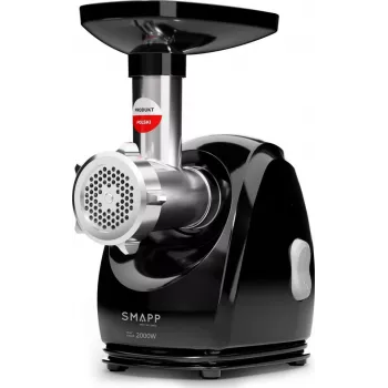 Picadora de carne SMAPP 489.8 – 2000 W, rendimiento 2,5 kg/min, acero inoxidable, 3 discos perforados, compacta negra