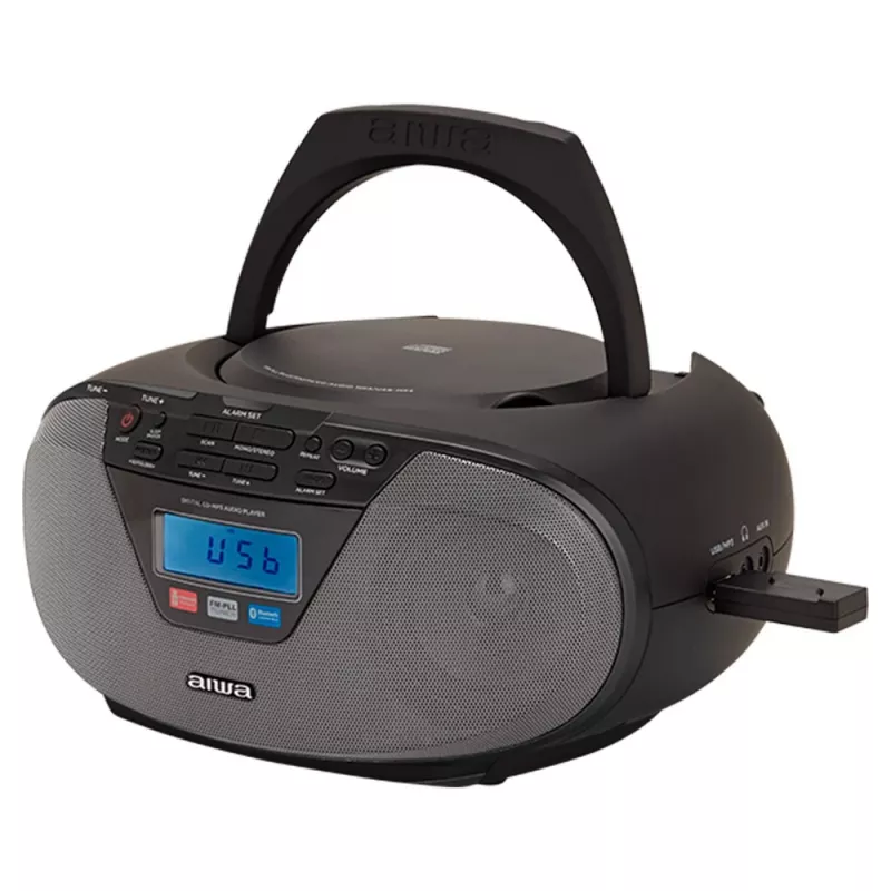 Microcadena de audio Aiwa BBTU-400BK, reproductor CD/MP3/FM-PLL/BT (Negro)