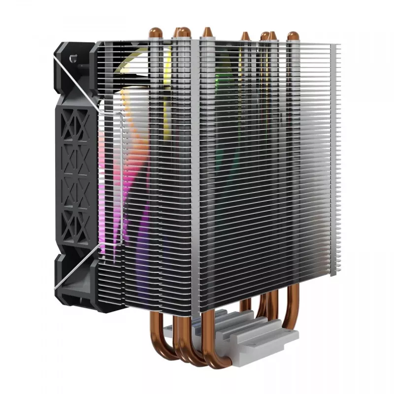 Disipador de CPU por aire SAVIO SAVGCOVORTEXX2ARGB con 4 heatpipes, ventilador ARGB de 120 mm, negro