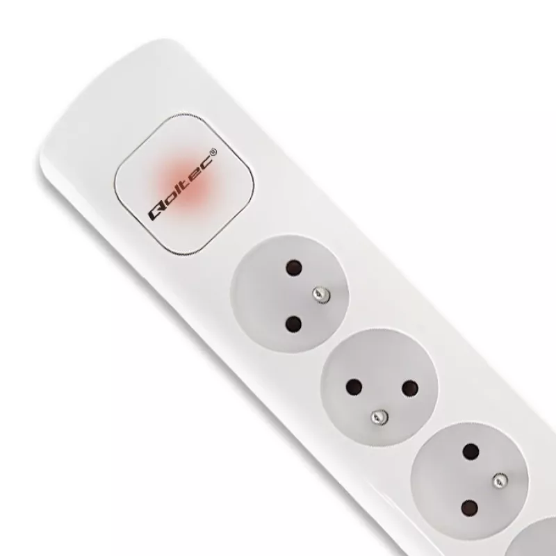 Regleta de alimentación Qoltec 50276 1,8 m 5 tomas de corriente para interior Blanco