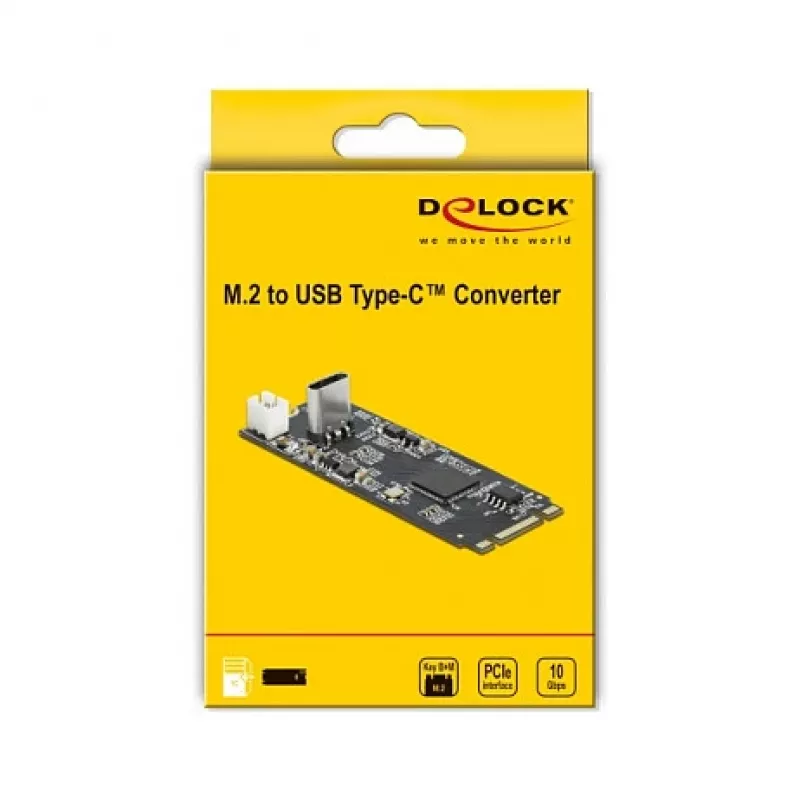 Convertidor de conector macho M.2 Key B+M a conector hembra USB Type-C, DeLOCK, 63174