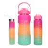 Extralink Botella de agua motivacional 3W1 Set rosa-naranja 2000ML+900ML+300ML