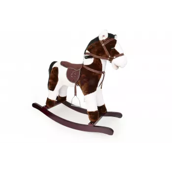 Caballo balancín Artyk modelo 182747 marrón-blanco sobre patines, juguete infantil