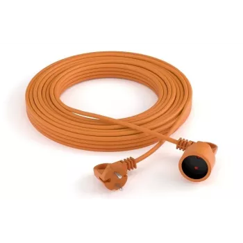 Alargador Acar PS-2P 2G1.5 20 m – cable de 2 hilos 1,5 mm² para exterior/interior, conector macho Type-F, fusible 16 A, naranja