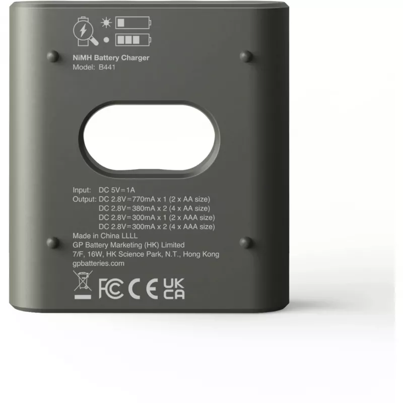 Cargador de baterías GP B441 para baterías NiMH AA y AAA