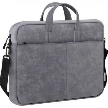 Funda toploader DEFENDER Solid para portátiles de 15,6 pulgadas, poliuretano, gris, asa de transporte, correa de hombro extraíble