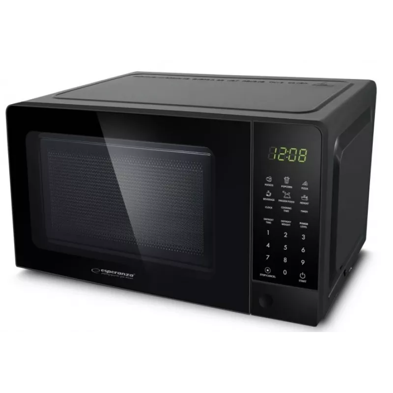 Esperanza EKO009 Horneado microondas solo, de sobremesa, 700 W, 20 l, plato giratorio de 24,5 cm, negro
