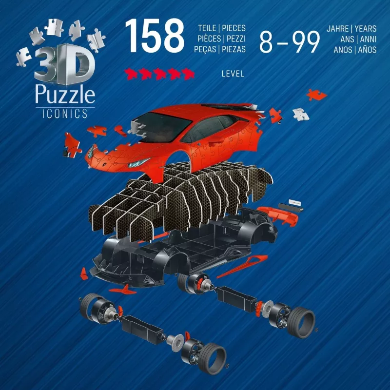Puzle 3D Ravensburger Lamborghini Huracan EVO — 158 piezas, modelismo a escala