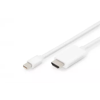 Digitus ASSMANN - Cable adaptador - Mini DisplayPort macho a HDMI macho - 2 m - triple aislamiento - blanco - moldeado, compatible con 4K (AK-340304-0